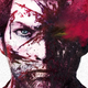 Jack Garland stares determinedly forward with half his face obscured by shadowy-red watercolor blemishes resembling Chaos.